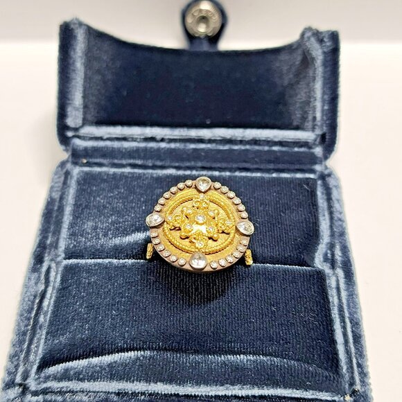 Armenta Old World 18K Gold & Silver Diamond Sapphire Ring 02742 Sz 7 – Excellent - Picture 13 of 16